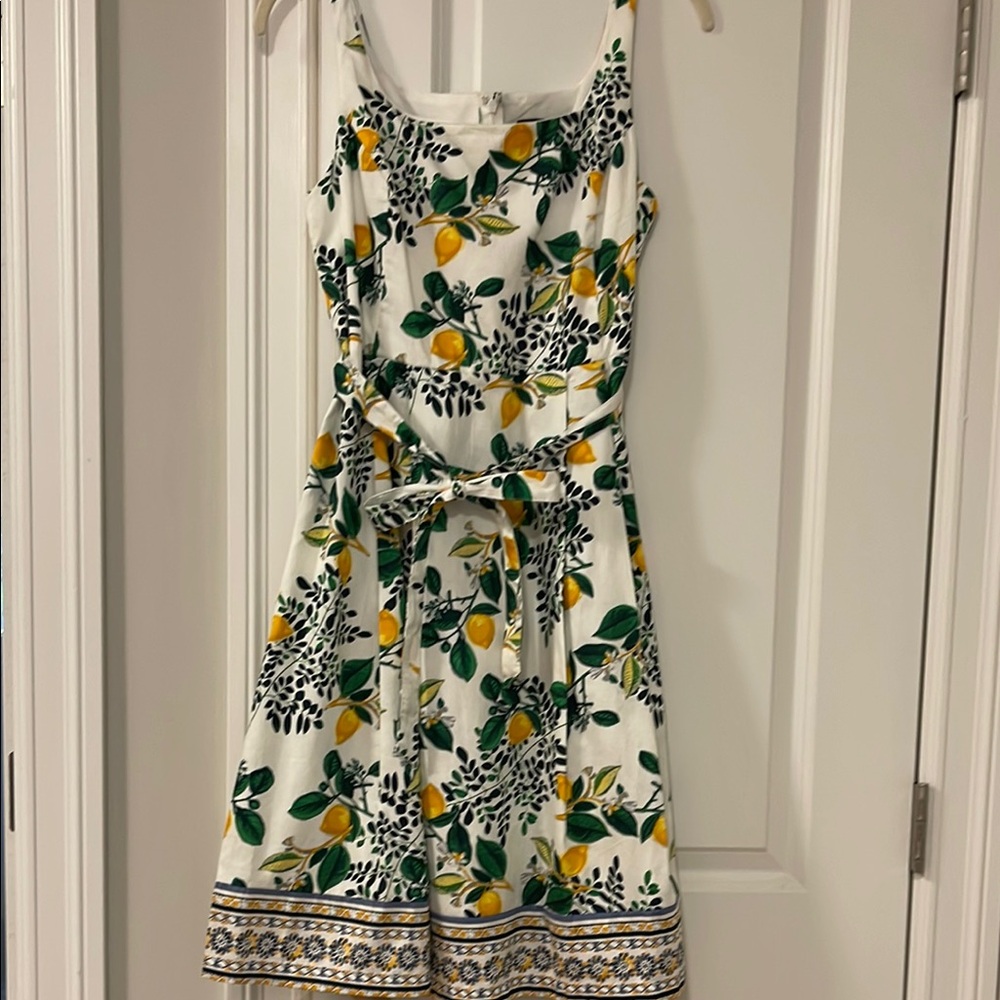 Roz & Ali Petite White Dress with Lemon Print
